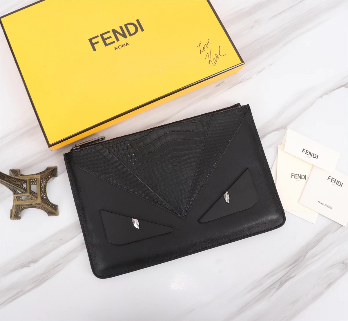 FENDI  芬迪 黑蛇手包FEN.DI曲筱绡同款怪兽手包168568