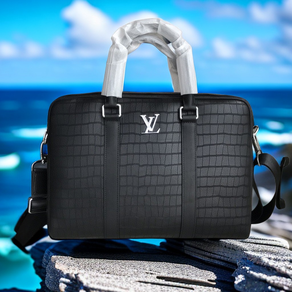 LOUIS VUITTON 路易威登 鹿皮纹进口头层牛皮手提公文包